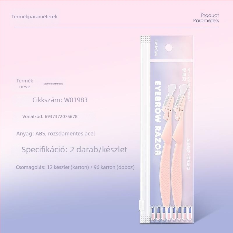 Wanfei két részes szemöldökformázó készlet, biztonságos kialakítással kezdőknek; rozsdamentes acél, 15 cm hosszú