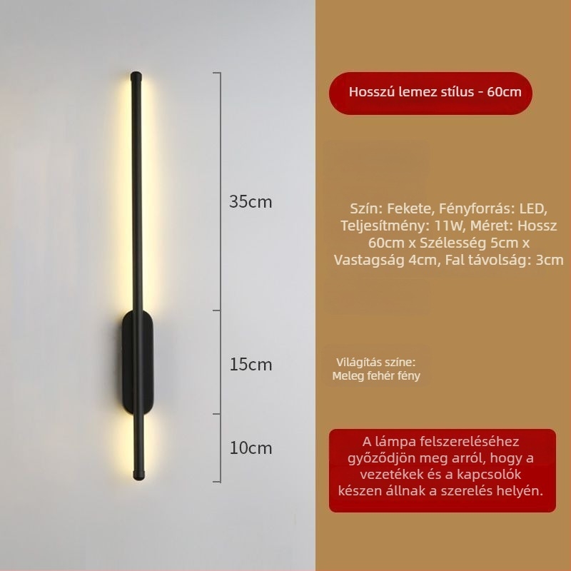Modern minimalist LED anti-reflexiós hosszú sávos falikar belső használatra - hálószoba, nappali és TV hátteréhez