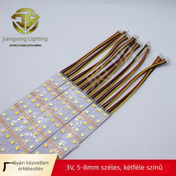 LED világító szalag sminkkészlethez, 3,7V, kettőszínű meleg/hideg fehér, 2835 LED, 60 LED/méter