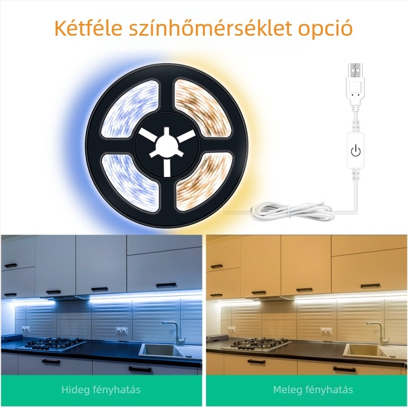 Vízálló 2835 LED-szalag USB-s tápegységgel, magas fényerő, lágy fény, beltéri TV-háttérvilágítás és dekoráció