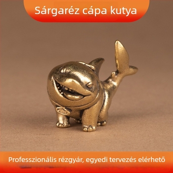 Sárgarézből készült bálna íróasztal-dísz – retro stílus