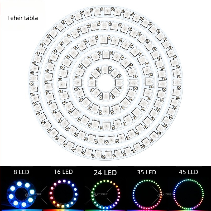 WS2812B Nagy fényerő jű gyűrű beépített IC-vel, teljes színű kör LED‑plat, egyetlen pont vezérlés, Angel Eye