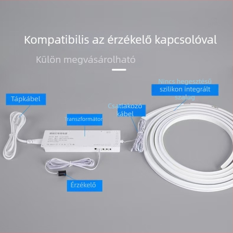24V forrasztásmentes szilikon LED-szalag mozgásérzékelővel, beépített világítás gardróbhoz és szekrényekhez (modell 1010)