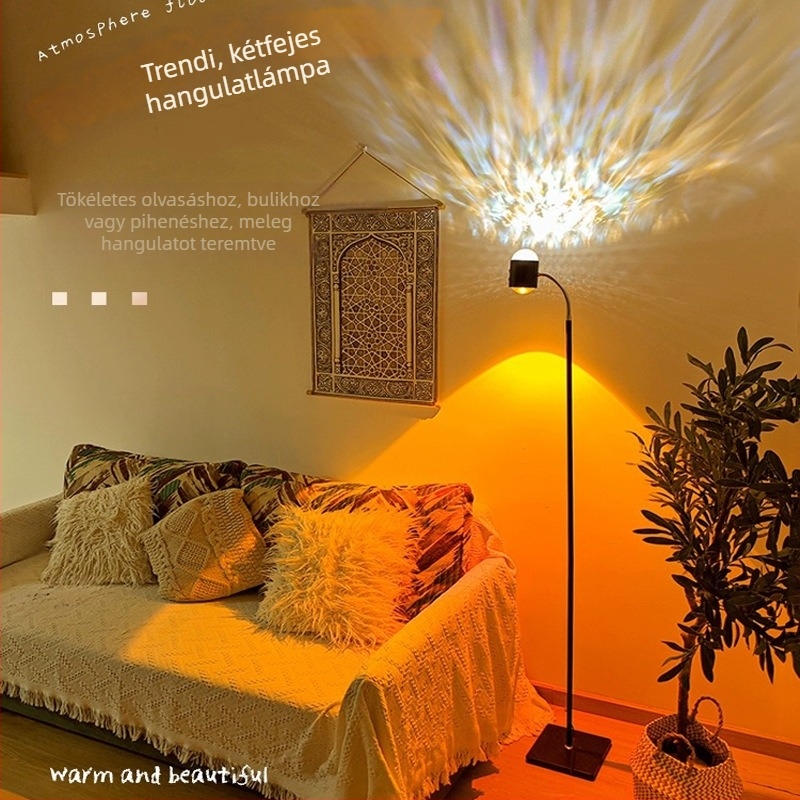 Padlólámpa vízhullám mintával, Sunset Red színben, modern minimál LED világítás a nappaliba