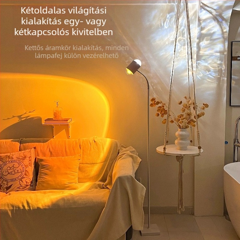 Padlólámpa vízhullám mintával, Sunset Red színben, modern minimál LED világítás a nappaliba