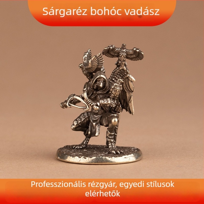 Sárgarézből készült asztali dísz – bohóc-vadász, kreatív dizájn
