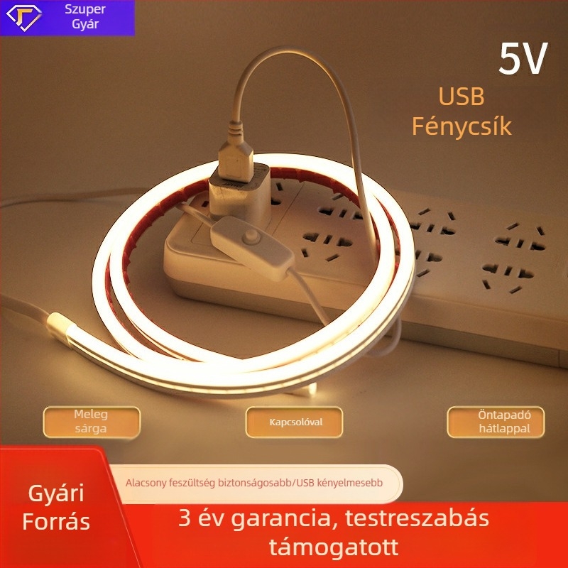 Személyre szabott LED világító szalag otthonra, 5V USB, rugalmas szilikon neonhatású