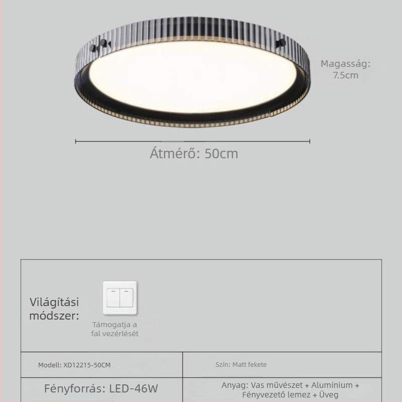 Olasz minimalist stílusú, magas minőségű hálószoba mennyezeti lámpa, modern üveg dizájn