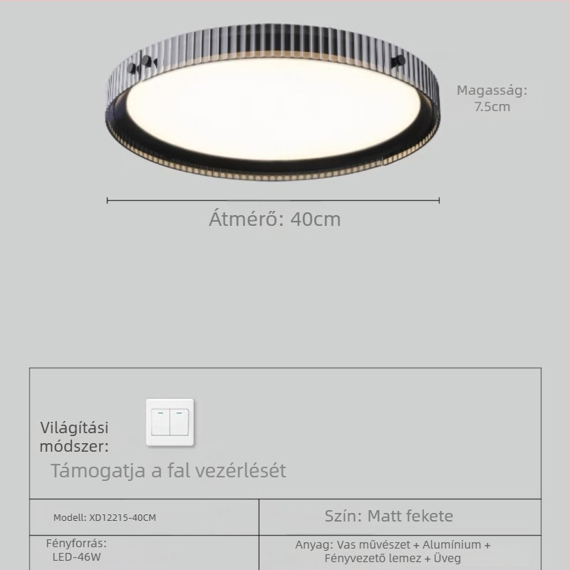 Olasz minimalist stílusú, magas minőségű hálószoba mennyezeti lámpa, modern üveg dizájn