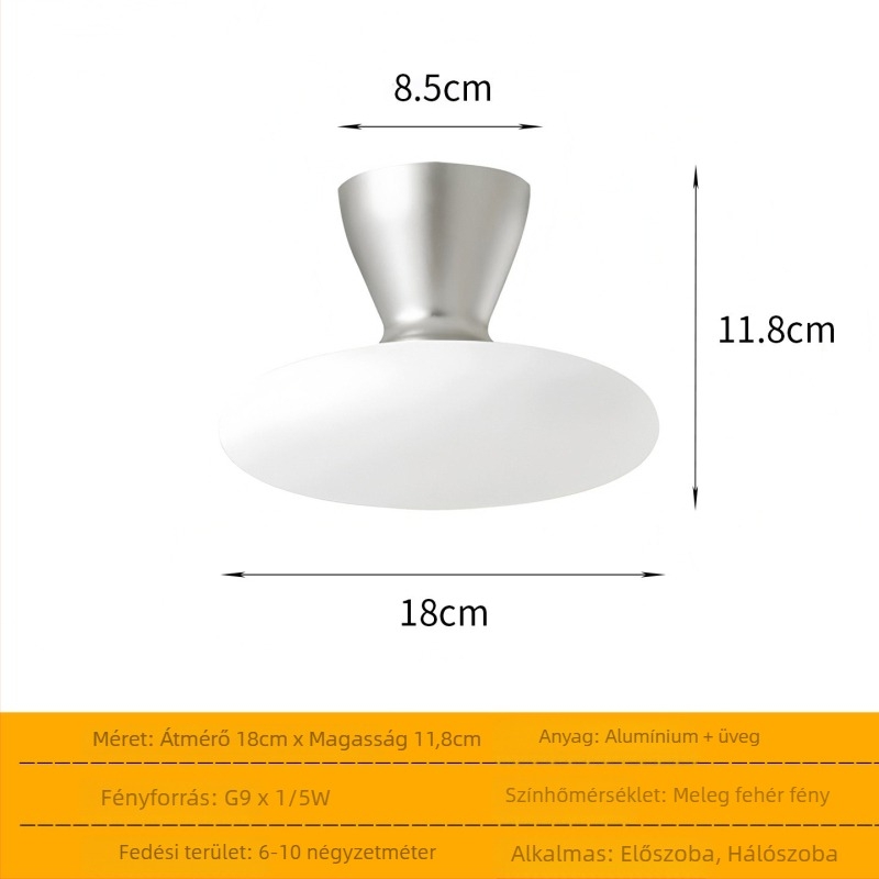 Skandináv előszobai mennyezeti lámpa, olasz minimalist stílus, üveg gomba lámpa gardróbhoz és folyosóhoz