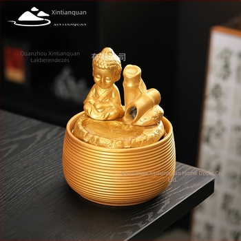 Zen kis Buddha folyóvízzel – dekoráció otthonra és irodába, teafőasztalhoz