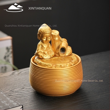 Zen kis Buddha folyóvízzel – dekoráció otthonra és irodába, teafőasztalhoz