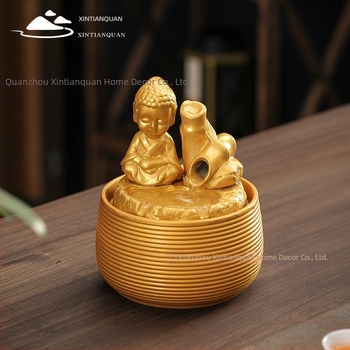 Zen kis Buddha folyóvízzel – dekoráció otthonra és irodába, teafőasztalhoz