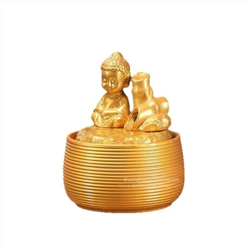 Zen kis Buddha folyóvízzel – dekoráció otthonra és irodába, teafőasztalhoz