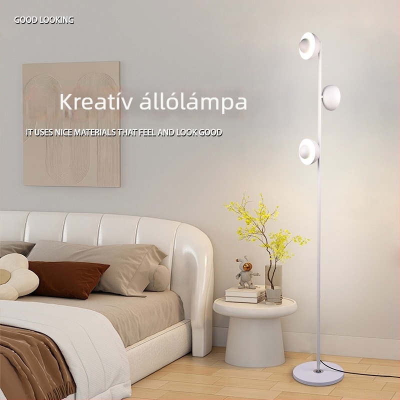LED állólámpa minimál stílusú, modern dizájnnal, PVC árnyékolóval és vas testtel, nappalira, hálószobára és dolgozószobára