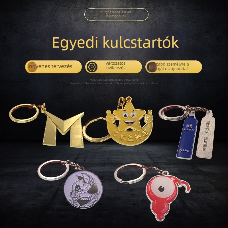Fém kulcstartó személyre szabható rajzfilmfigura medállal, zománc bevonattal, kreatív dizájn