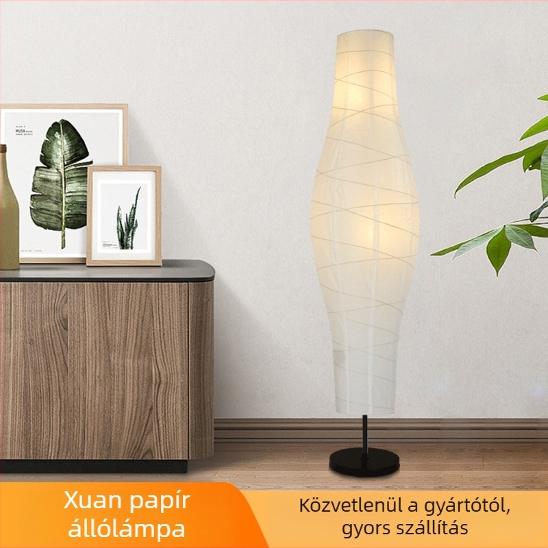 Skandináv stílusú állólámpa LED papíralapú árnyékolóval, 137 cm, ideális nappaliba és hálószobába