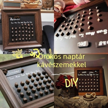 DIY mágneses kávébabos örök naptár készlet dekorációhoz