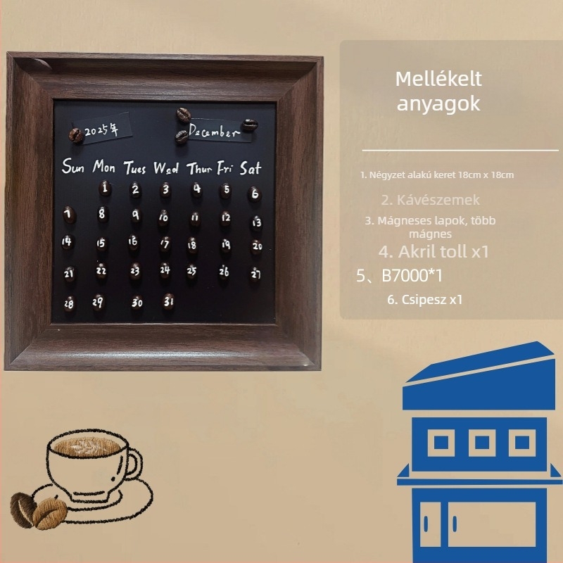 DIY mágneses kávébabos örök naptár készlet dekorációhoz