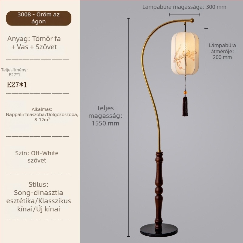 LED- világítású állólámpa új kínai stílusban, retro esztetikával, nappaliba és hálószobába, dekoratív hangulatvilágítás