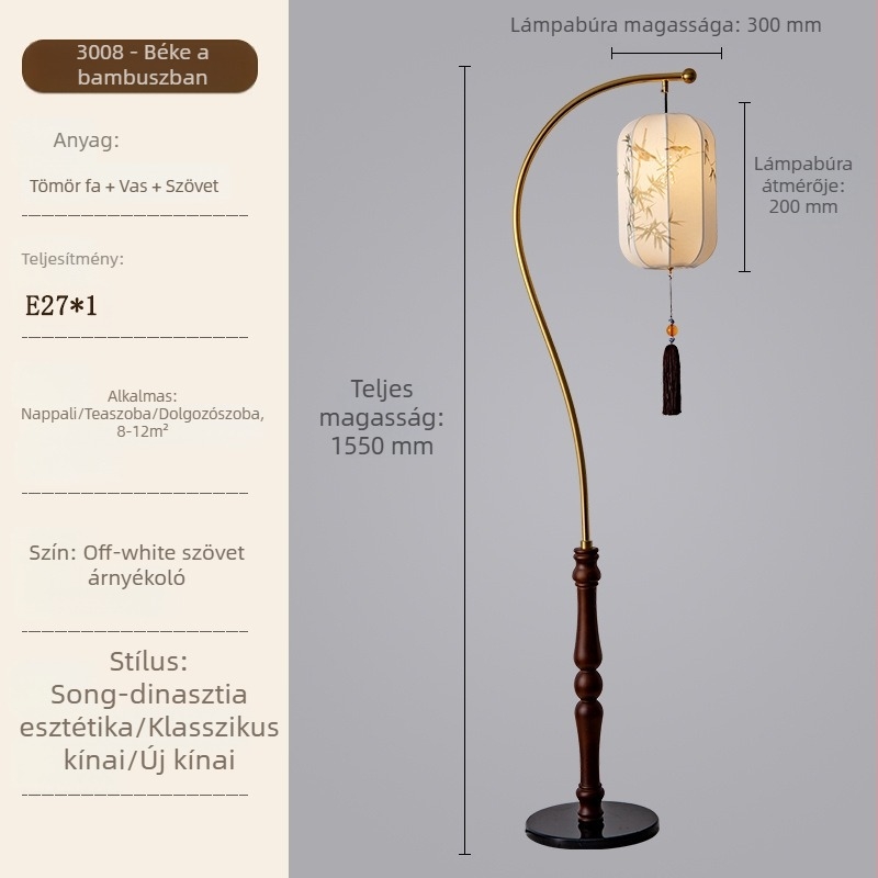 LED- világítású állólámpa új kínai stílusban, retro esztetikával, nappaliba és hálószobába, dekoratív hangulatvilágítás