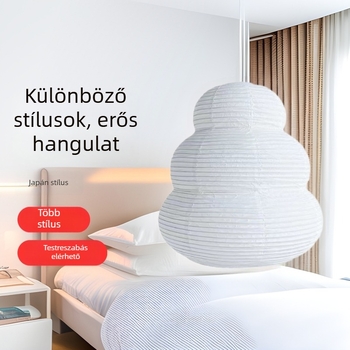 Noguchi Isamu japán stílusú rizshártyás függőlámpa, körte alakú árnyékolóval, étkezőbe, nappaliba és hálószobába