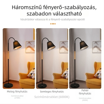 Nordic stílusú LED állólámpa távirányítóval, textil árnyékolóval, 170 cm magas