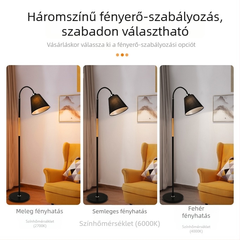 Nordic stílusú LED állólámpa távirányítóval, textil árnyékolóval, 170 cm magas