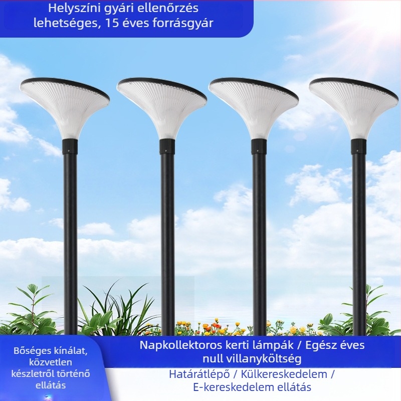 Napelemes kertvilágítás kültéri, 3 m magas oszlop, IP65 vízálló