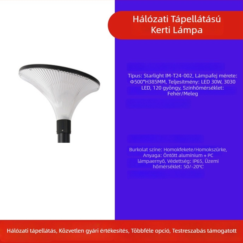 Napelemes kertvilágítás kültéri, 3 m magas oszlop, IP65 vízálló