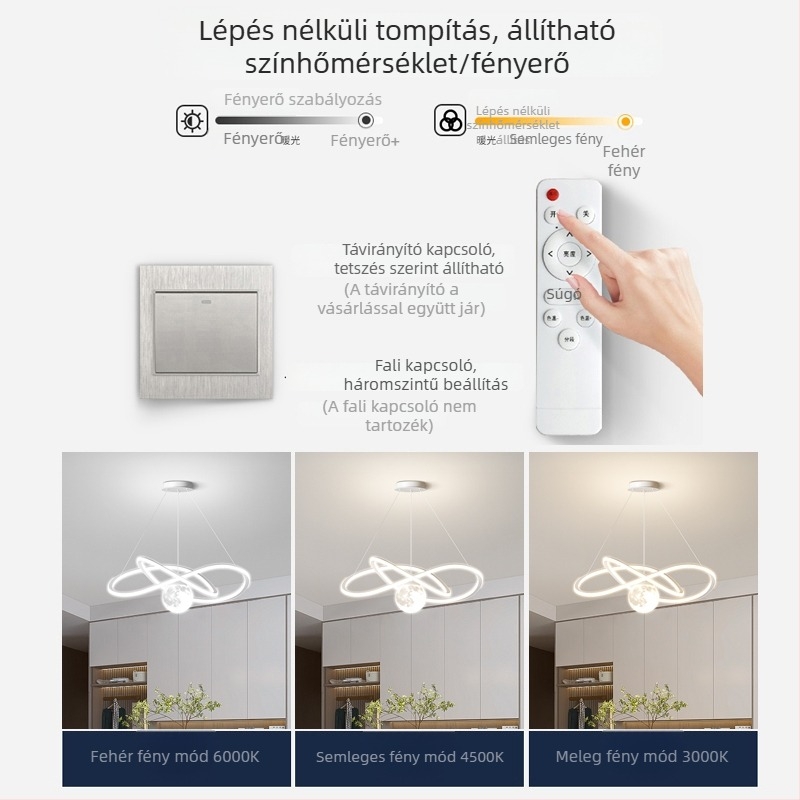 Étkezői függőlámpa, modern minimalist stílus, alumínium, LED, egyfejű