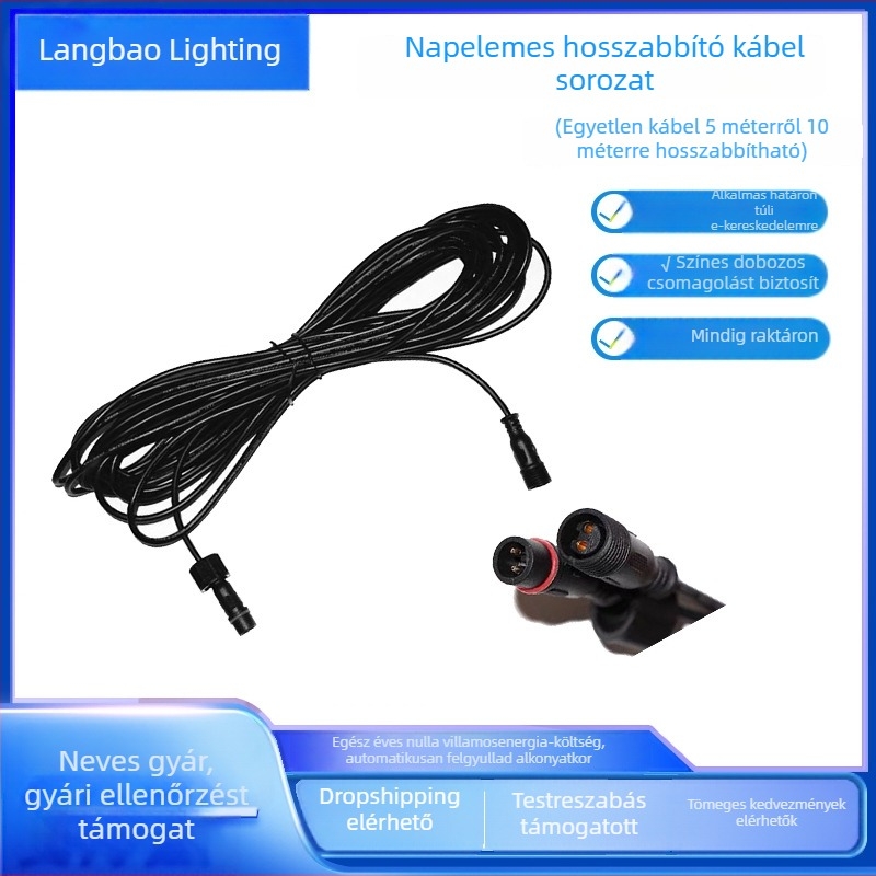 Kétmagos napelemes LED-reflektor kültéri világításhoz, térre és kertre, 5–10 m hosszabbító kábellel