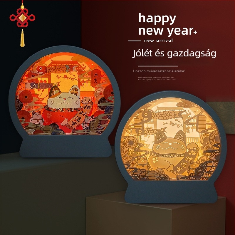 Kreatív kulturális ajándék, személyre szabott otthoni dekoráció, hangulatos éjjeli fény, 3D papírvágott lámpa