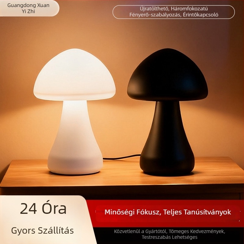 Végtelenül szabályozható éjjeli lámpa gomba alakú, atmoszférikus megvilágítással