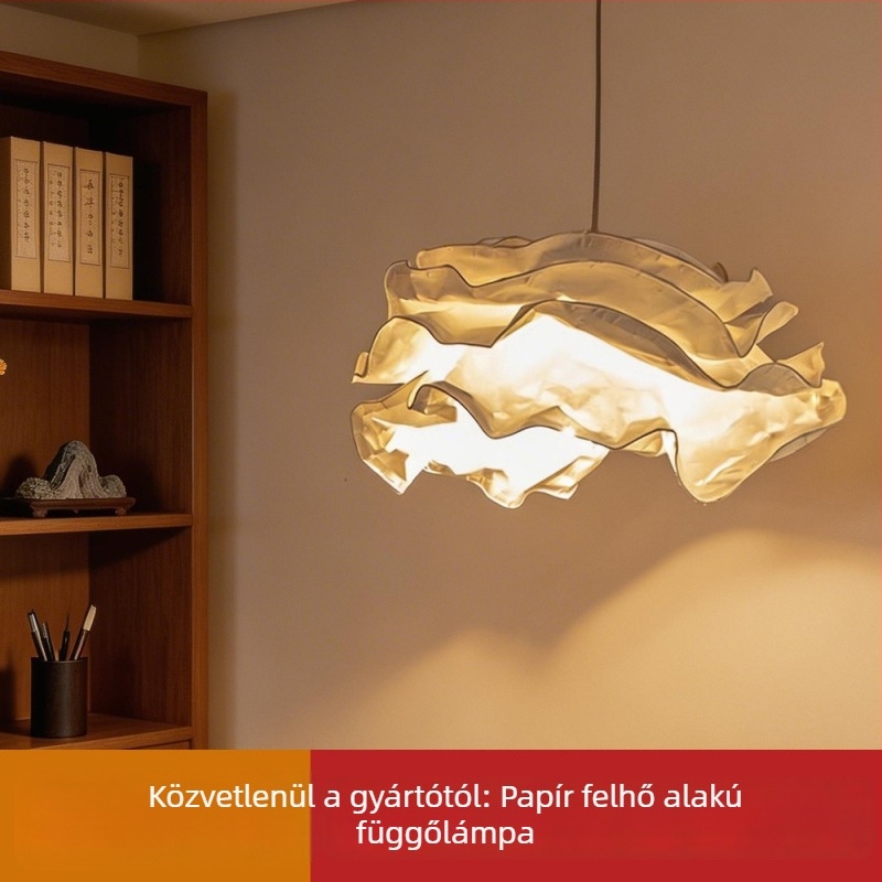 Nordic modern körkörös papírlámpa kecskebőr papírtakaróval, LED a nappaliba