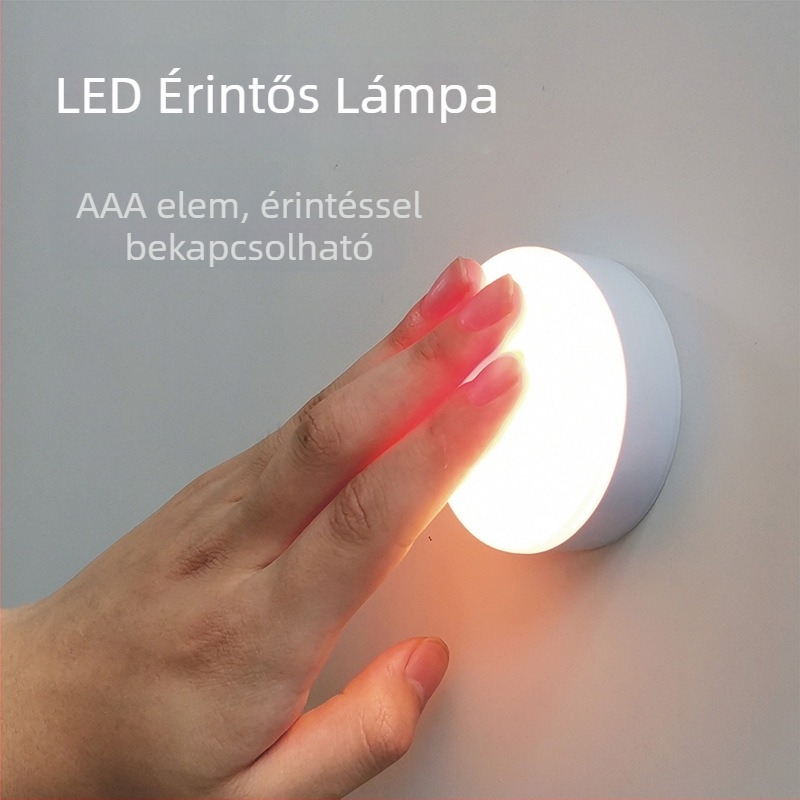 LED érintéses éjszakai lámpa hálószobába, hordozható stresszoldó éjszakai fény, AAA elem, gombnyomásos kapcsoló