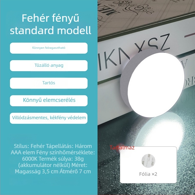 LED érintéses éjszakai lámpa hálószobába, hordozható stresszoldó éjszakai fény, AAA elem, gombnyomásos kapcsoló