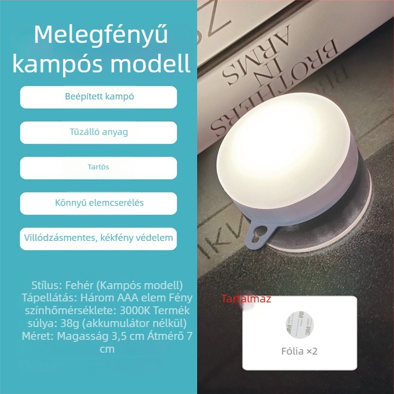LED érintéses éjszakai lámpa hálószobába, hordozható stresszoldó éjszakai fény, AAA elem, gombnyomásos kapcsoló