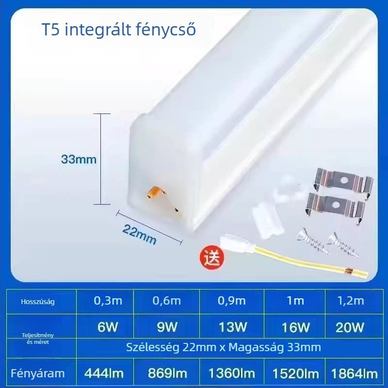 Beépített LED T5 fénycső, ultranagy nappali fény, hosszú fénycsík otthoni és kültéri használatra, szemvédő világítás