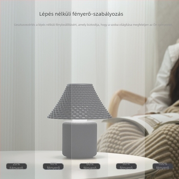 Fehér zajos éjjeli lámpa gombaalakú gesztusérzékelővel, folyamatos fényerő-szabályozás és időzítő, USB-tápellátás