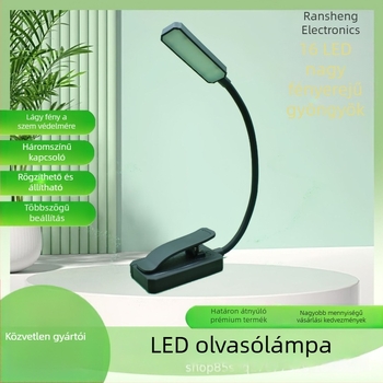 Könnyen hordozható szemvédő olvasólámpa USB töltéssel – kompakt LED-klipsz lámpa diákkollégiumokhoz