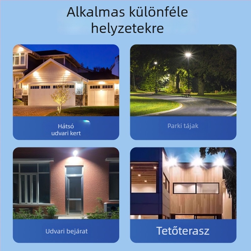 Napelemes külső integrált falikar mozgásérzékelővel, IP67 vízálló, udvarra, járdára és garázsba