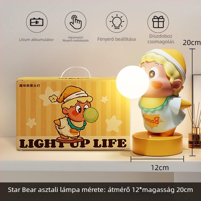 Star Man éjszakai lámpa díszfigura csillagos motívummal, szemkímélő ambient fény a hálószobában és az íróasztalon, ajándék a legjobb barátnak