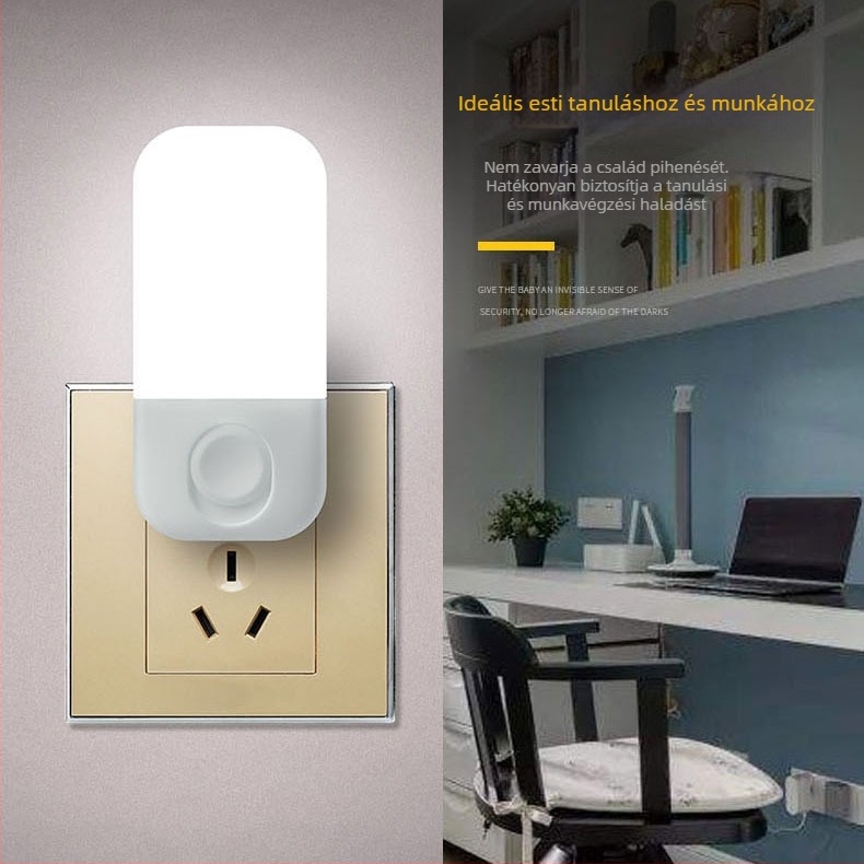 Keliya LED éjszakai lámpa konnektoros kapcsolóval, energiatakarékos, folyosóra és hálószobába, modell L-608