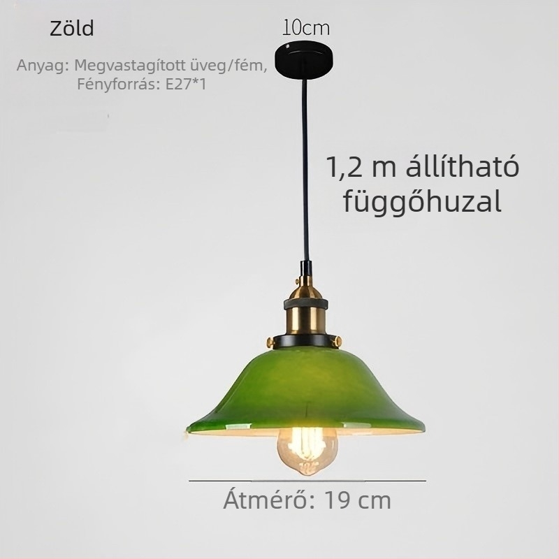Nosztalgikus retro üveglámpa kávébarna színben, egyfejű függőlámpa étteremnek, bárnak és a nappalinak, vintage stílusban