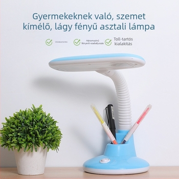 LED asztali lámpa, konnektoros, szemvédő, háromszínű fény, tanuláshoz és éjszakai fény