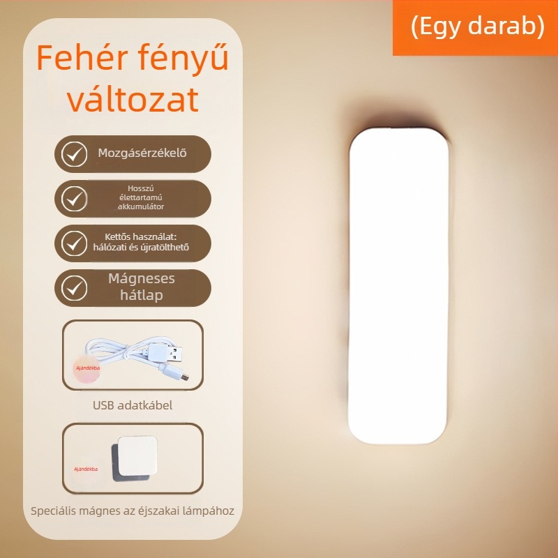 Automatikus ultra-fényes éjszakai lámpa vécéhez, folyosókhoz és kollégiumokhoz mozgásérzékelővel, USB-tápellátású
