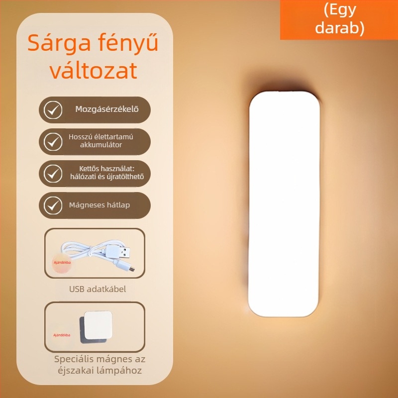 Automatikus ultra-fényes éjszakai lámpa vécéhez, folyosókhoz és kollégiumokhoz mozgásérzékelővel, USB-tápellátású