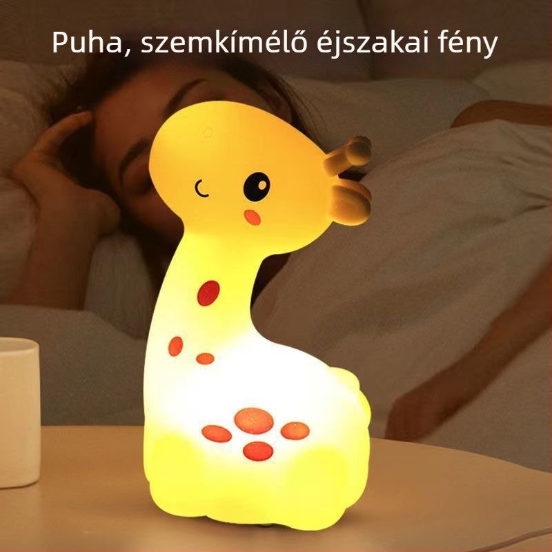 Silikon éjjeli fény, akkumulátoros működés, érintéses kapcsoló, rajzfilm minta, ajándék barátnőknek és barátoknak
