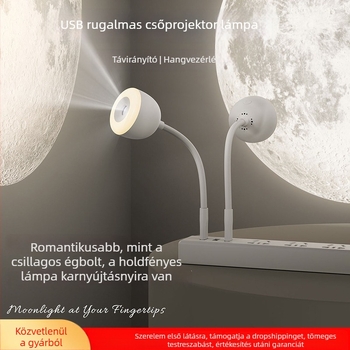 USB csillagos ég projektáló lámpa hálószobába – hang- és távirányításos fény, hold-projekció, éjszakai fény